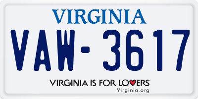 VA license plate VAW3617
