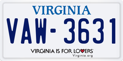 VA license plate VAW3631