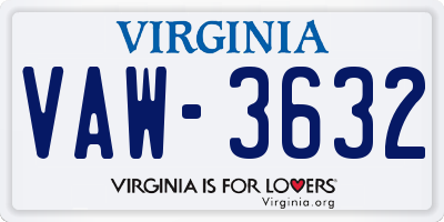 VA license plate VAW3632