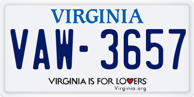 VA license plate VAW3657