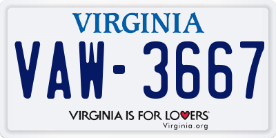 VA license plate VAW3667