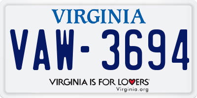 VA license plate VAW3694