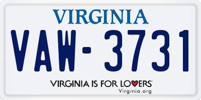 VA license plate VAW3731