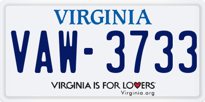 VA license plate VAW3733