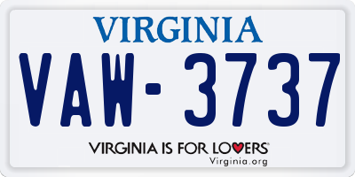 VA license plate VAW3737