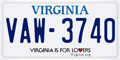 VA license plate VAW3740