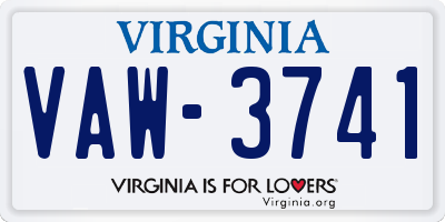 VA license plate VAW3741
