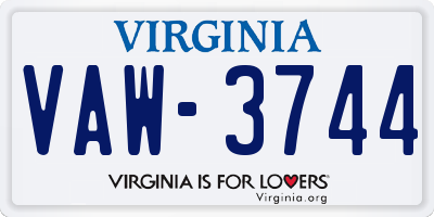 VA license plate VAW3744