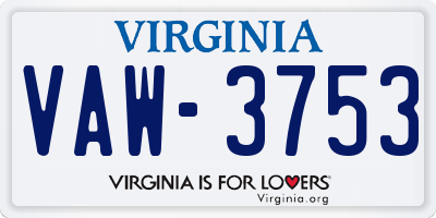 VA license plate VAW3753