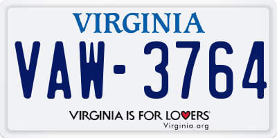 VA license plate VAW3764