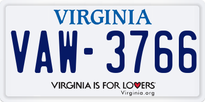 VA license plate VAW3766