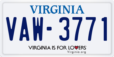VA license plate VAW3771