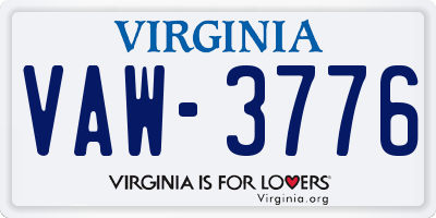 VA license plate VAW3776