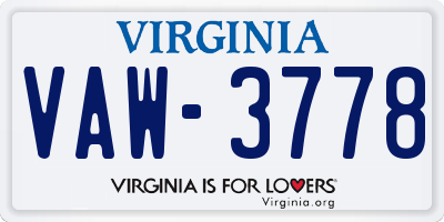 VA license plate VAW3778