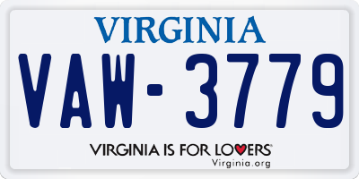 VA license plate VAW3779