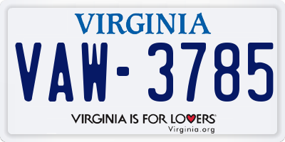 VA license plate VAW3785