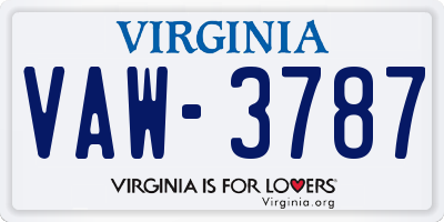 VA license plate VAW3787