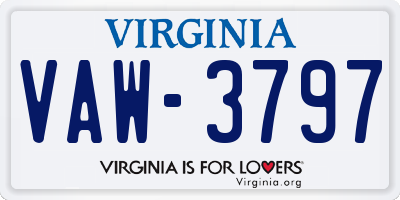 VA license plate VAW3797