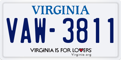 VA license plate VAW3811