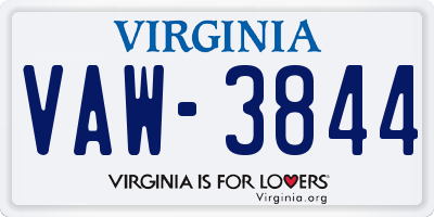 VA license plate VAW3844