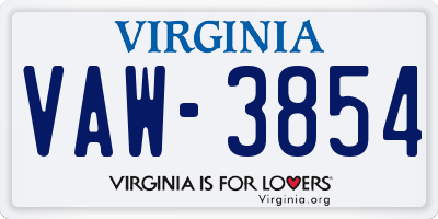 VA license plate VAW3854