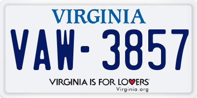 VA license plate VAW3857