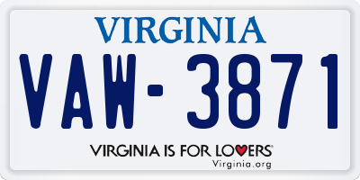 VA license plate VAW3871