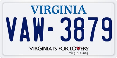 VA license plate VAW3879