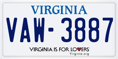 VA license plate VAW3887