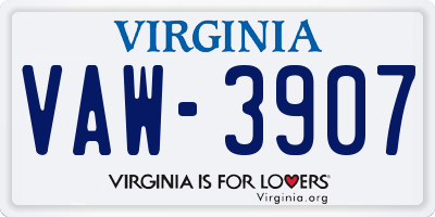 VA license plate VAW3907