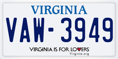 VA license plate VAW3949