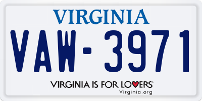 VA license plate VAW3971