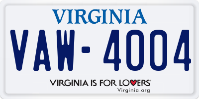 VA license plate VAW4004