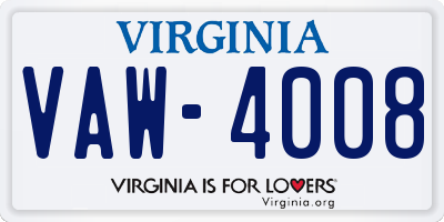 VA license plate VAW4008
