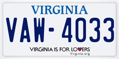 VA license plate VAW4033