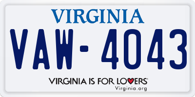 VA license plate VAW4043