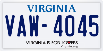 VA license plate VAW4045