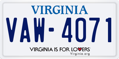 VA license plate VAW4071