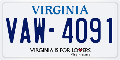 VA license plate VAW4091