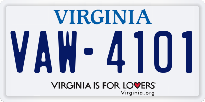 VA license plate VAW4101
