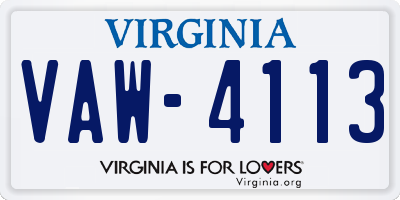 VA license plate VAW4113