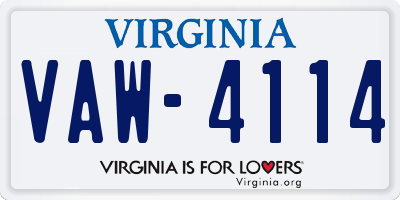 VA license plate VAW4114