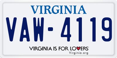VA license plate VAW4119