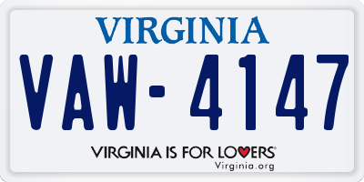 VA license plate VAW4147