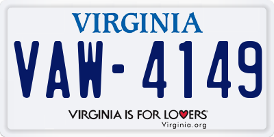 VA license plate VAW4149
