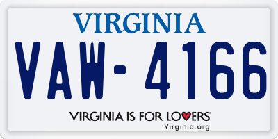 VA license plate VAW4166