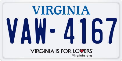 VA license plate VAW4167