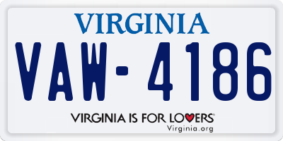 VA license plate VAW4186