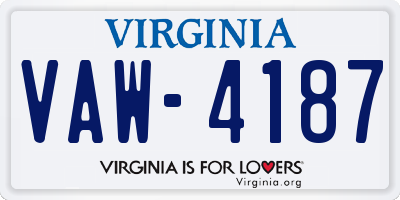 VA license plate VAW4187