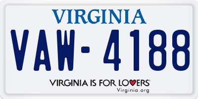 VA license plate VAW4188